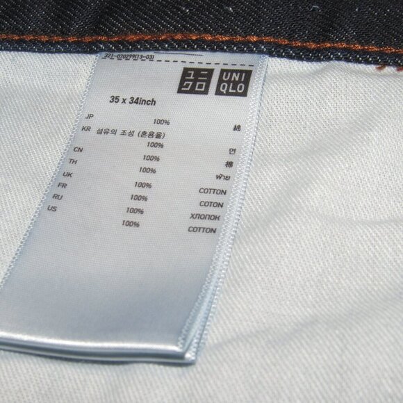 NWT UNIGLO Regular Fit Straight Leg Dark Wash Jeans Size 35 x 34 - Picture 5 of 6